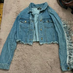 Sequin Sparkle Fringe Jean Jacket (Handmade)